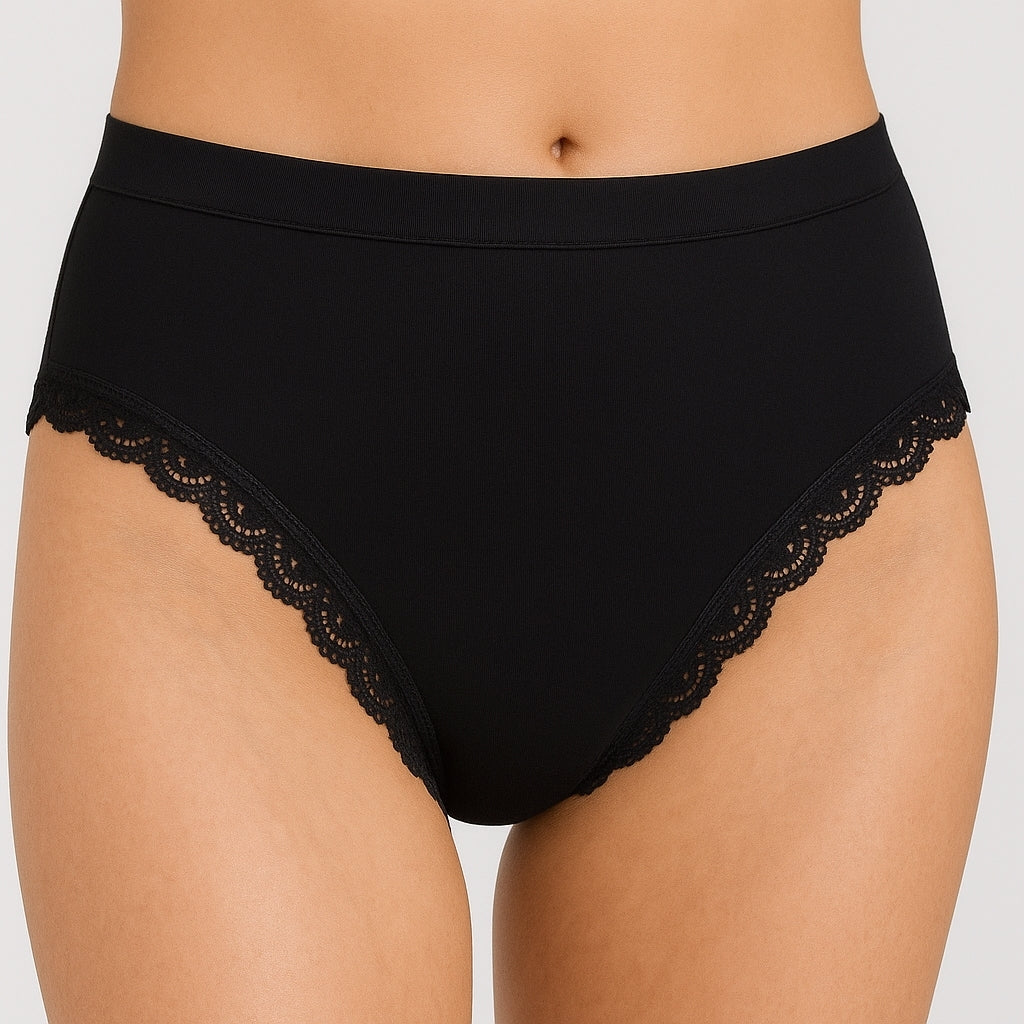 Sømløs trusse med blondekant - 3 pak