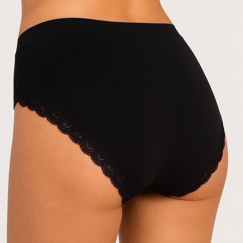 Sømløs trusse med blondekant - 3 pak