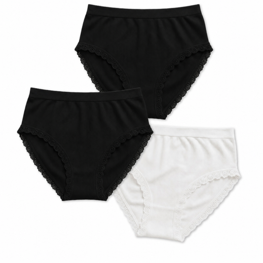 Sømløs trusse med blondekant - 3 pak