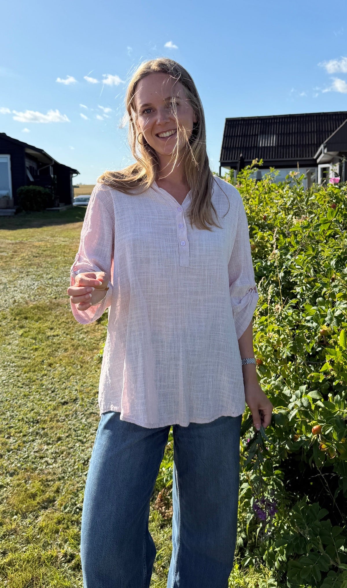 Bomuldsskjorte med striber