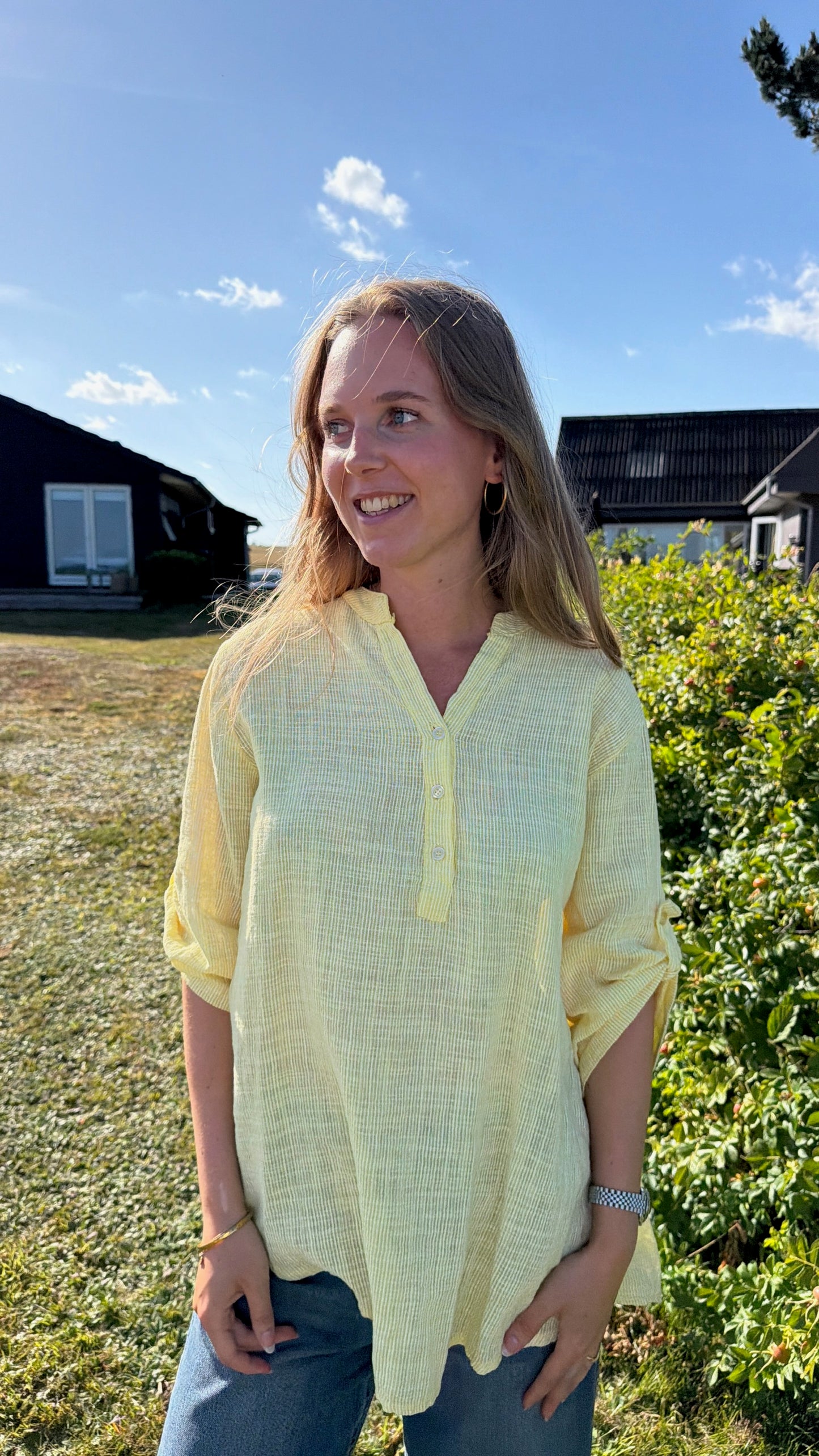 Bomuldsskjorte med striber