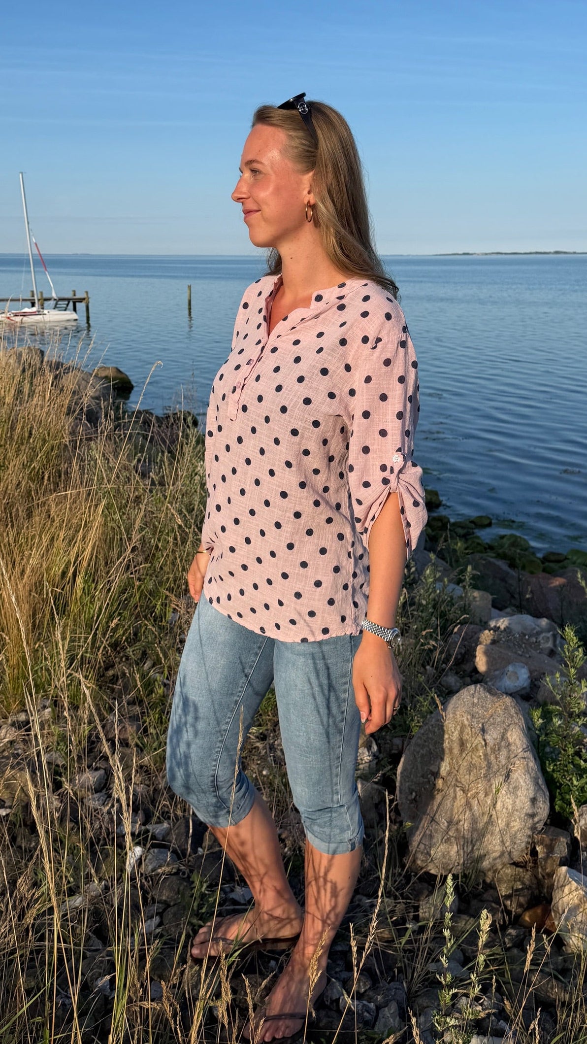 Bomuldsskjorte med prikker