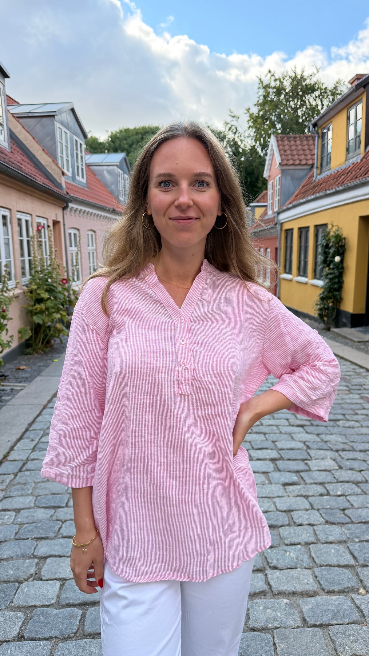 Bomuldsskjorte med striber